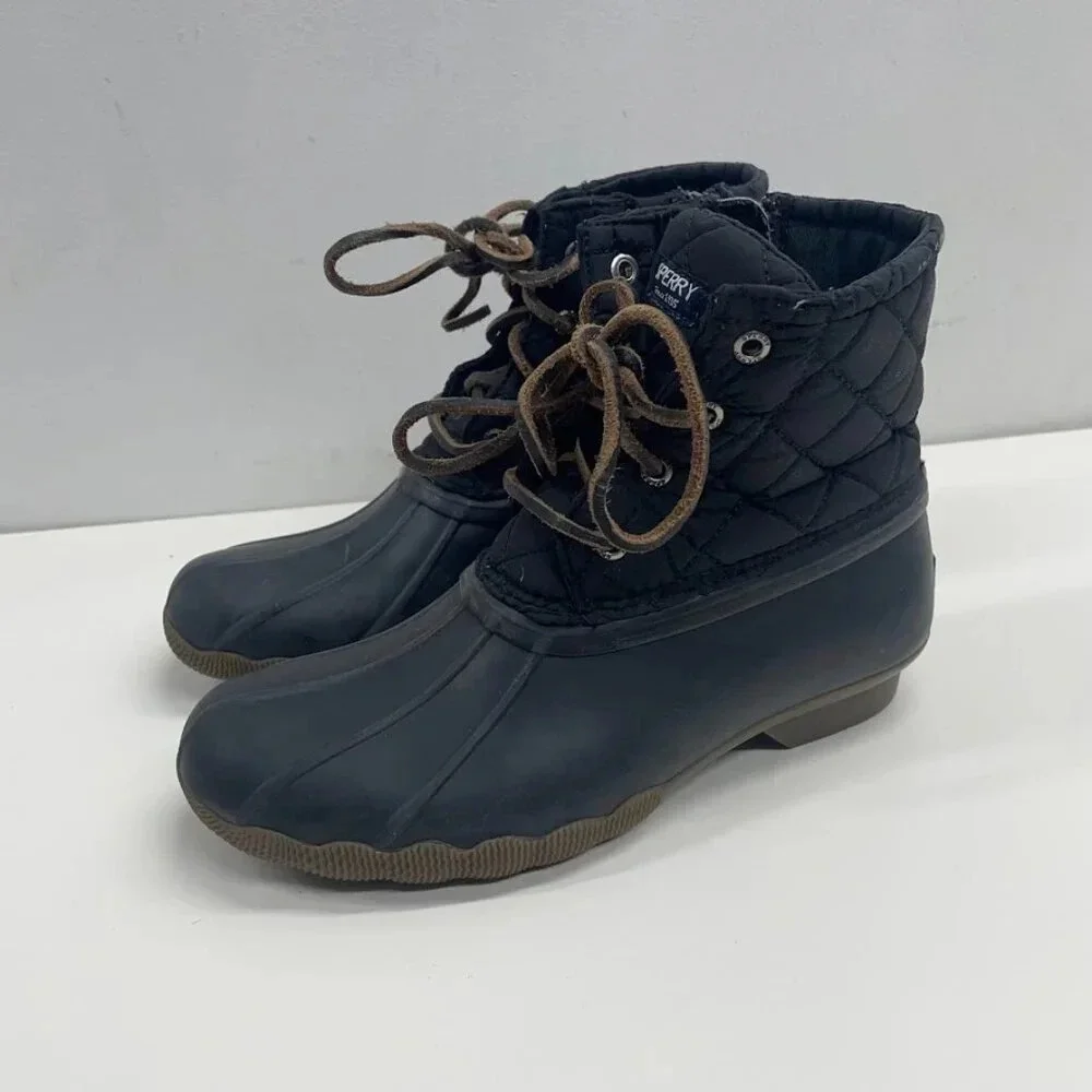 Girls Sperry Saltwater Core Black Rubber Boots [STS94063] Size 3